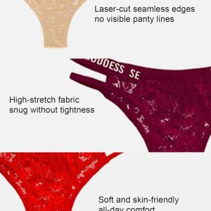 12 Pack Womens Lace Thongs Underwear Seamless T Back Low Waist Through Panties