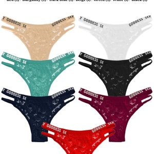 12 Pack Womens Lace Thongs Underwear Seamless T Back Low Waist Through Panties