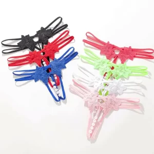 2023 Large Size Sexy Thong Panties Transparent Temptation Pearl Massage Crotchless T Pants Woman Underwear Lingerie