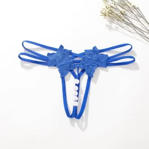 2023 Large Size Sexy Thong Panties Transparent Temptation Pearl Massage Crotchless T Pants Woman Underwear Lingerie