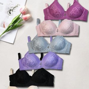 6 Pack Comfortable Wireless T Shirt Bra Seamless, Push Up Full Coverage Bras for Women B Cup C Cup