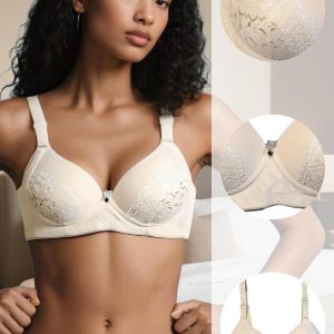 6 Pack Comfortable Wireless T Shirt Bra Seamless, Push Up Full Coverage Bras for Women B Cup C Cup
