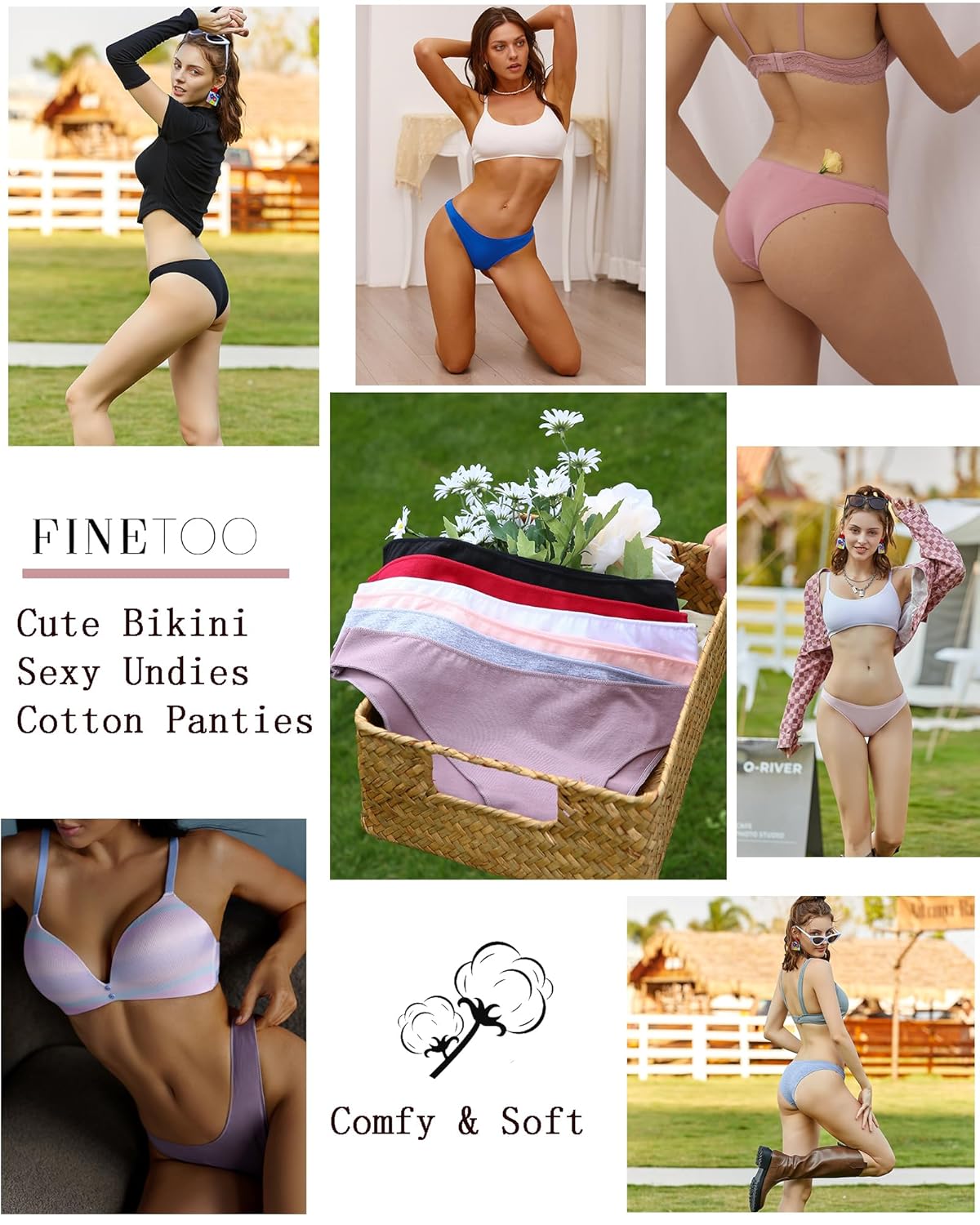 6 Pack Cotton Underwear for Women Cute Low Rise Bikini Panties High Cut Breathable Sexy Hipster Womens Cheeky S-XL