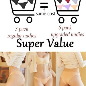 6 Pack Cotton Underwear for Women Cute Low Rise Bikini Panties High Cut Breathable Sexy Hipster Womens Cheeky S-XL