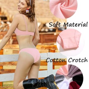 6 Pack Cotton Underwear for Women Cute Low Rise Bikini Panties High Cut Breathable Sexy Hipster Womens Cheeky S-XL