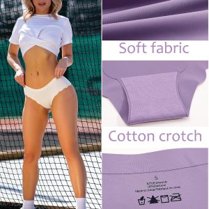 6 pack Seamless Underwear for Women Sexy Low Rise Hipster Wave Edge No Show Bikini Panties Womens Cheeky S-XL