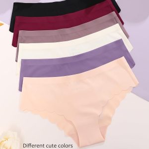 6 pack Seamless Underwear for Women Sexy Low Rise Hipster Wave Edge No Show Bikini Panties Womens Cheeky S-XL