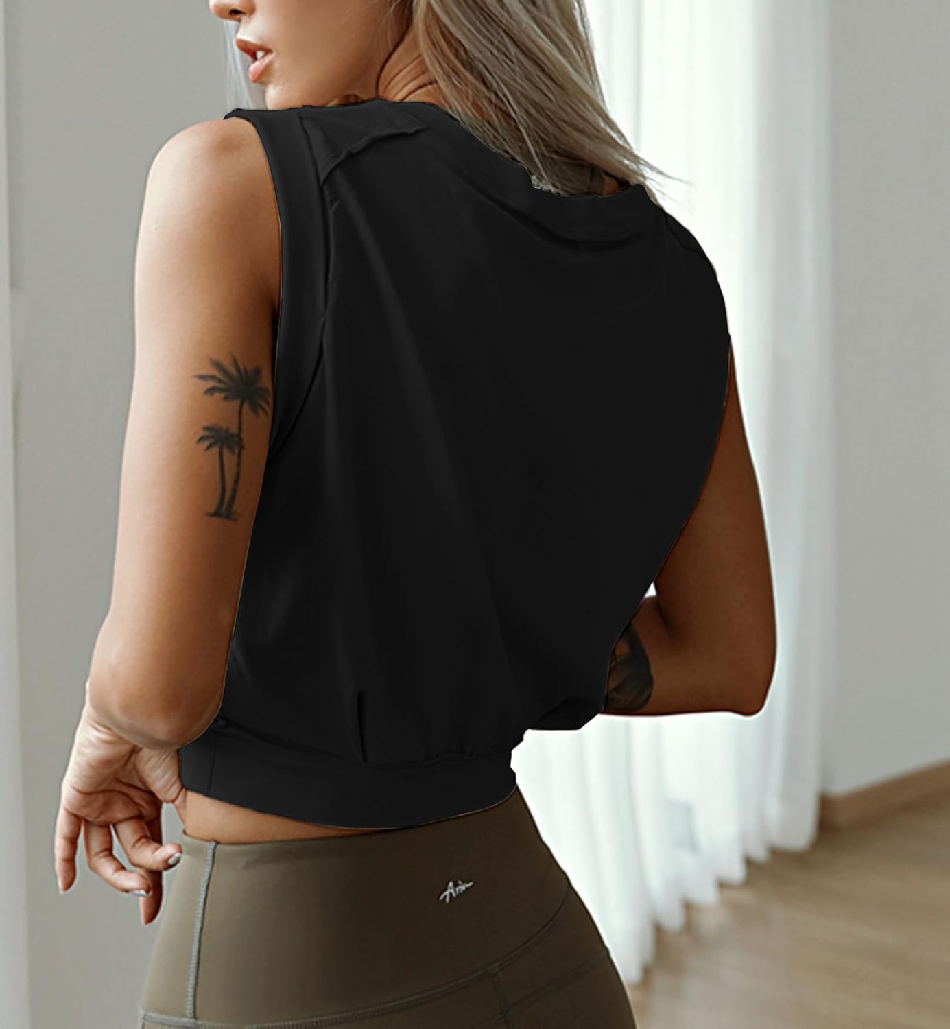ARRIVE GUIDE Crop Top Athletic Shirts for Women Cute Sleeveless Yoga Tops Running Gym Cotton Cropped Workout Clothes