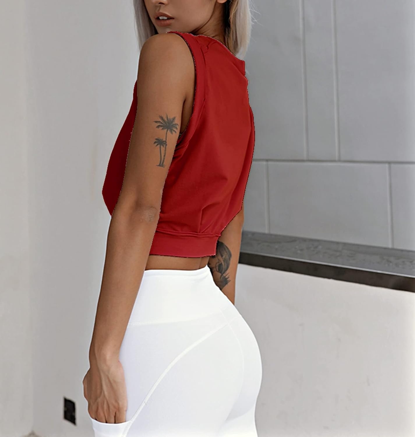 ARRIVE GUIDE Crop Top Athletic Shirts for Women Cute Sleeveless Yoga Tops Running Gym Cotton Cropped Workout Clothes