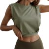 ARRIVE GUIDE Crop Top Athletic Shirts for Women Cute Sleeveless Yoga Tops Running Gym Cotton Cropped Workout Clothes