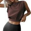 ARRIVE GUIDE Crop Top Athletic Shirts for Women Cute Sleeveless Yoga Tops Running Gym Cotton Cropped Workout Clothes