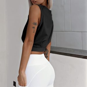 ARRIVE GUIDE Crop Top Athletic Shirts for Women Cute Sleeveless Yoga Tops Running Gym Cotton Cropped Workout Clothes