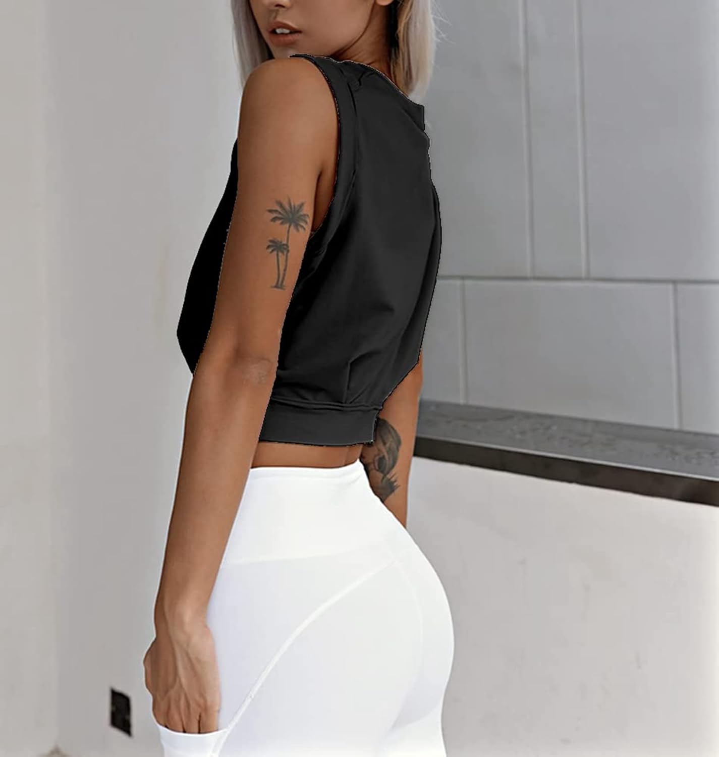 ARRIVE GUIDE Crop Top Athletic Shirts for Women Cute Sleeveless Yoga Tops Running Gym Cotton Cropped Workout Clothes