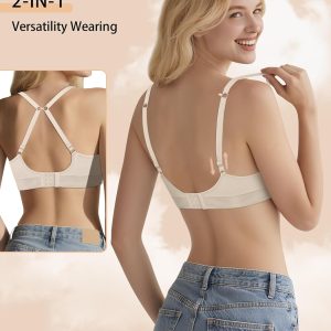 Bras for Women No Underwire - Wireless Comfortable Plunge Full Coverage Bralette Plus Size Sports Tshirt Bra