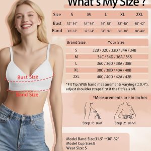 Bras for Women No Underwire - Wireless Comfortable Plunge Full Coverage Bralette Plus Size Sports Tshirt Bra