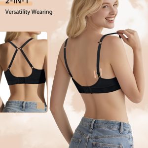 Bras for Women No Underwire - Wireless Comfortable Plunge Full Coverage Bralette Plus Size Sports Tshirt Bra