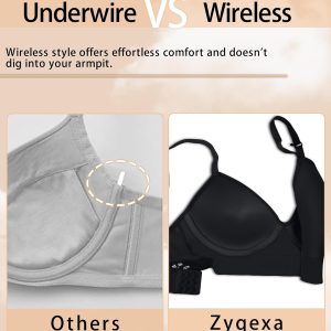 Bras for Women No Underwire - Wireless Comfortable Plunge Full Coverage Bralette Plus Size Sports Tshirt Bra