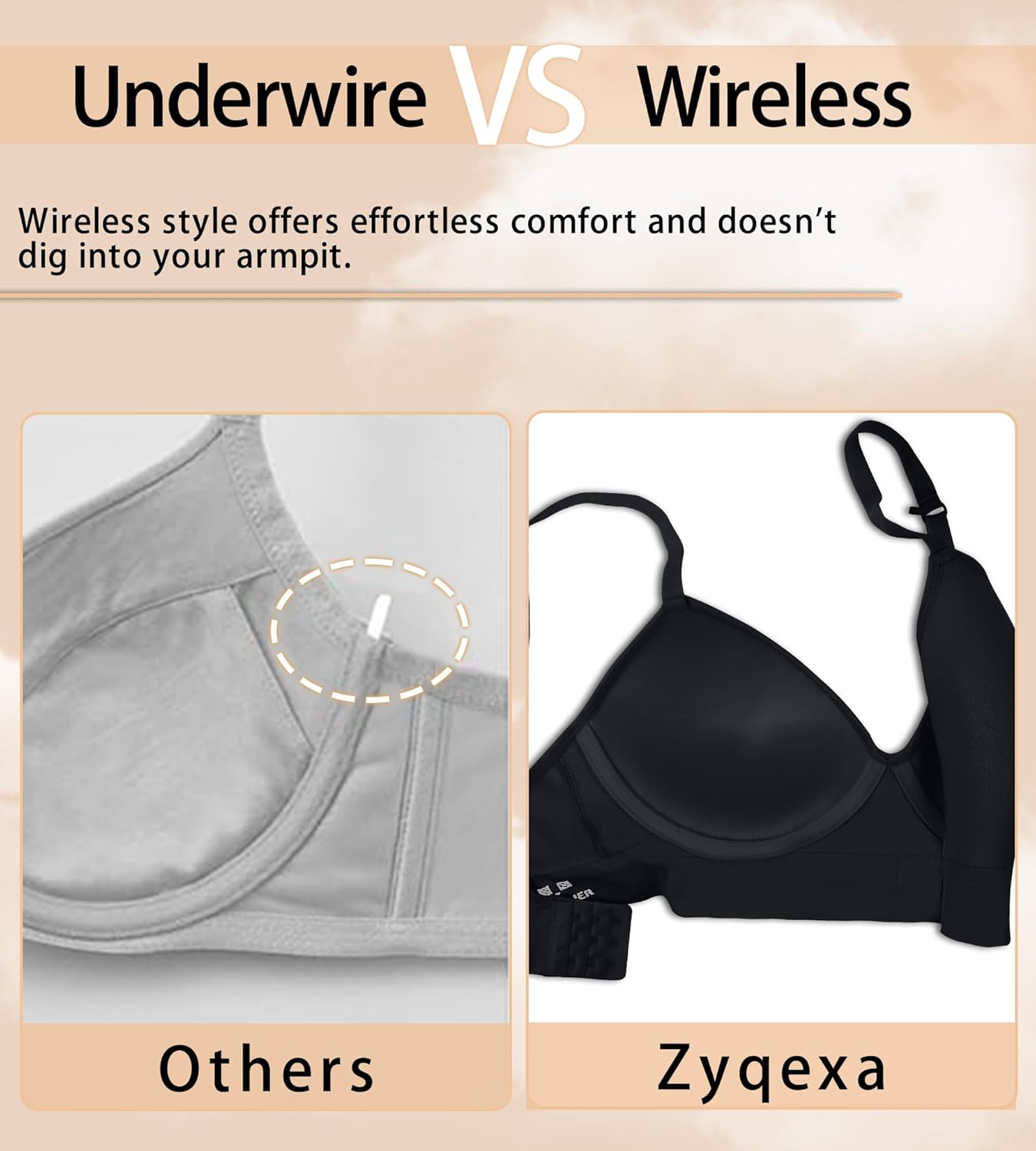 Bras for Women No Underwire - Wireless Comfortable Plunge Full Coverage Bralette Plus Size Sports Tshirt Bra