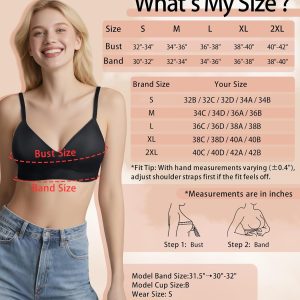 Bras for Women No Underwire - Wireless Comfortable Plunge Full Coverage Bralette Plus Size Sports Tshirt Bra