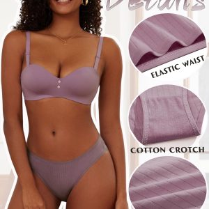 Cotton Underwear for Women Sexy Low Rise Ribbed Hipster Breathable Soft Womens Bikini Panties Cheeky S-3XL