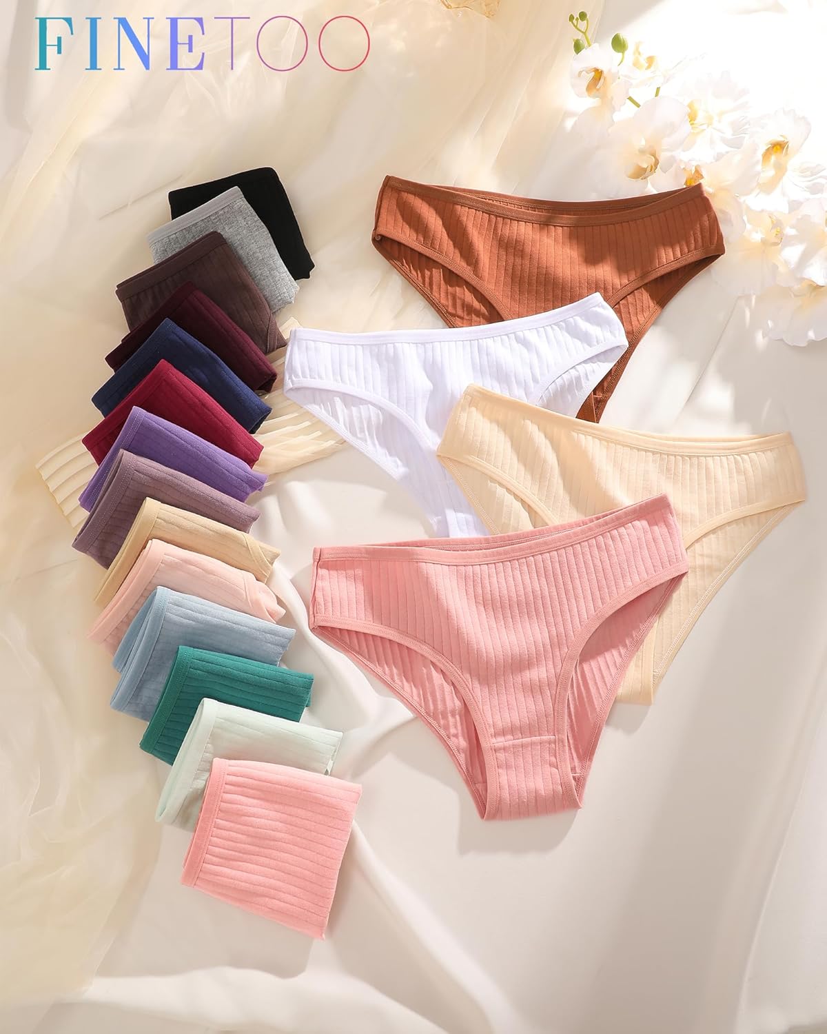 Cotton Underwear for Women Sexy Low Rise Ribbed Hipster Breathable Soft Womens Bikini Panties Cheeky S-3XL