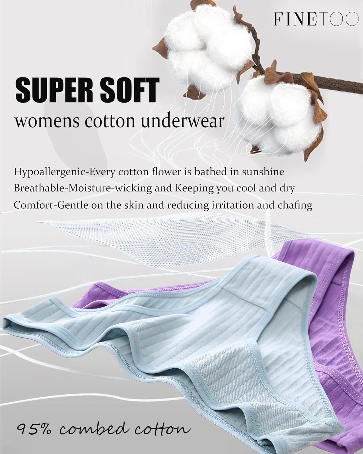 Cotton Underwear for Women Sexy Low Rise Ribbed Hipster Breathable Soft Womens Bikini Panties Cheeky S-3XL