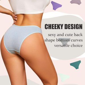 Cotton Underwear for Women Sexy Low Rise Ribbed Hipster Breathable Soft Womens Bikini Panties Cheeky S-3XL