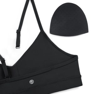 CRZ YOGA Butterluxe V-Neck Sports Bras for Women - Adjustable Thin Straps Padded Yoga Top Basic Wireless Camisole