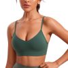 CRZ YOGA Butterluxe V-Neck Sports Bras for Women - Adjustable Thin Straps Padded Yoga Top Basic Wireless Camisole