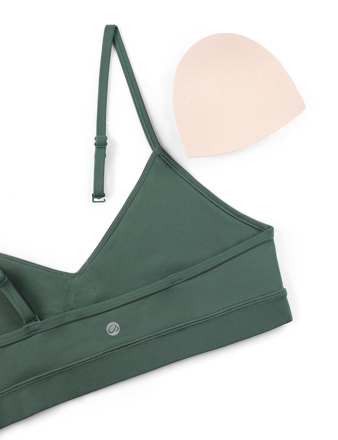 CRZ YOGA Butterluxe V-Neck Sports Bras for Women - Adjustable Thin Straps Padded Yoga Top Basic Wireless Camisole