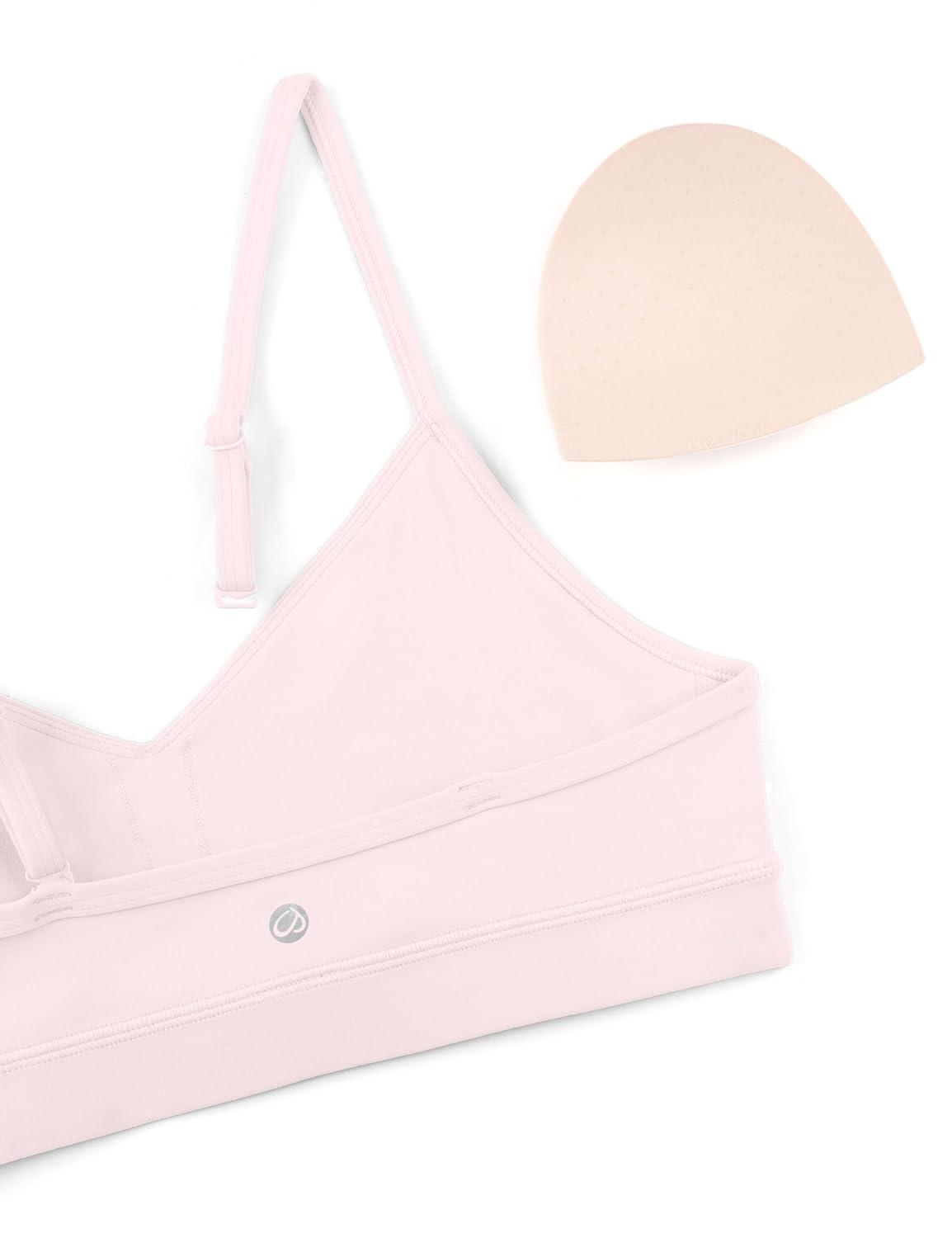 CRZ YOGA Butterluxe V-Neck Sports Bras for Women - Adjustable Thin Straps Padded Yoga Top Basic Wireless Camisole