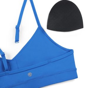 CRZ YOGA Butterluxe V-Neck Sports Bras for Women - Adjustable Thin Straps Padded Yoga Top Basic Wireless Camisole