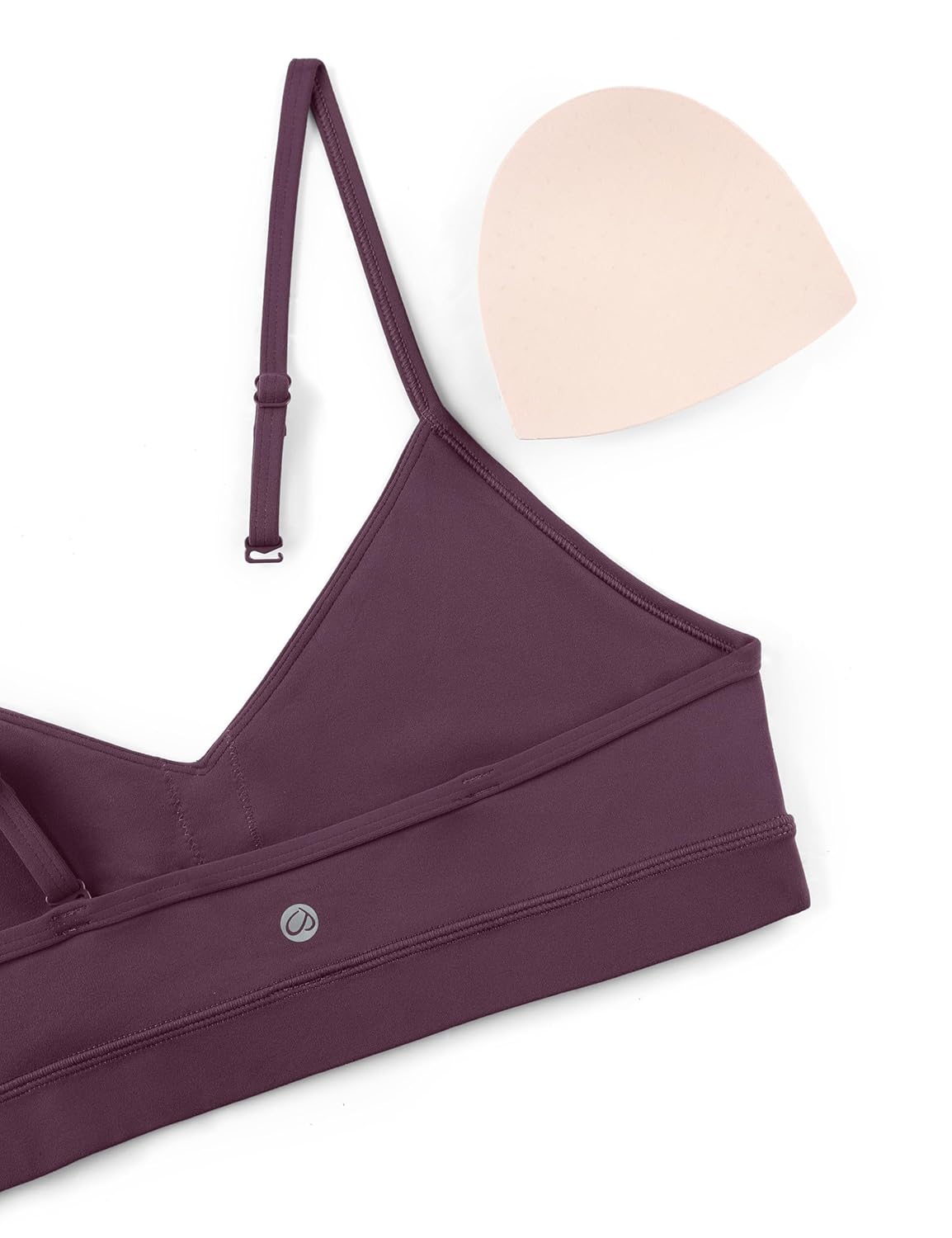 CRZ YOGA Butterluxe V-Neck Sports Bras for Women - Adjustable Thin Straps Padded Yoga Top Basic Wireless Camisole