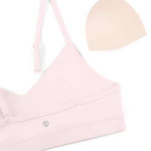 CRZ YOGA Butterluxe V-Neck Sports Bras for Women - Adjustable Thin Straps Padded Yoga Top Basic Wireless Camisole