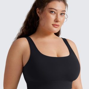 CRZ YOGA Butterluxe Womens U Back Sports Bra - Scoop Neck Padded Low Impact Yoga Clothes Workout Crop Top with Built in Pads