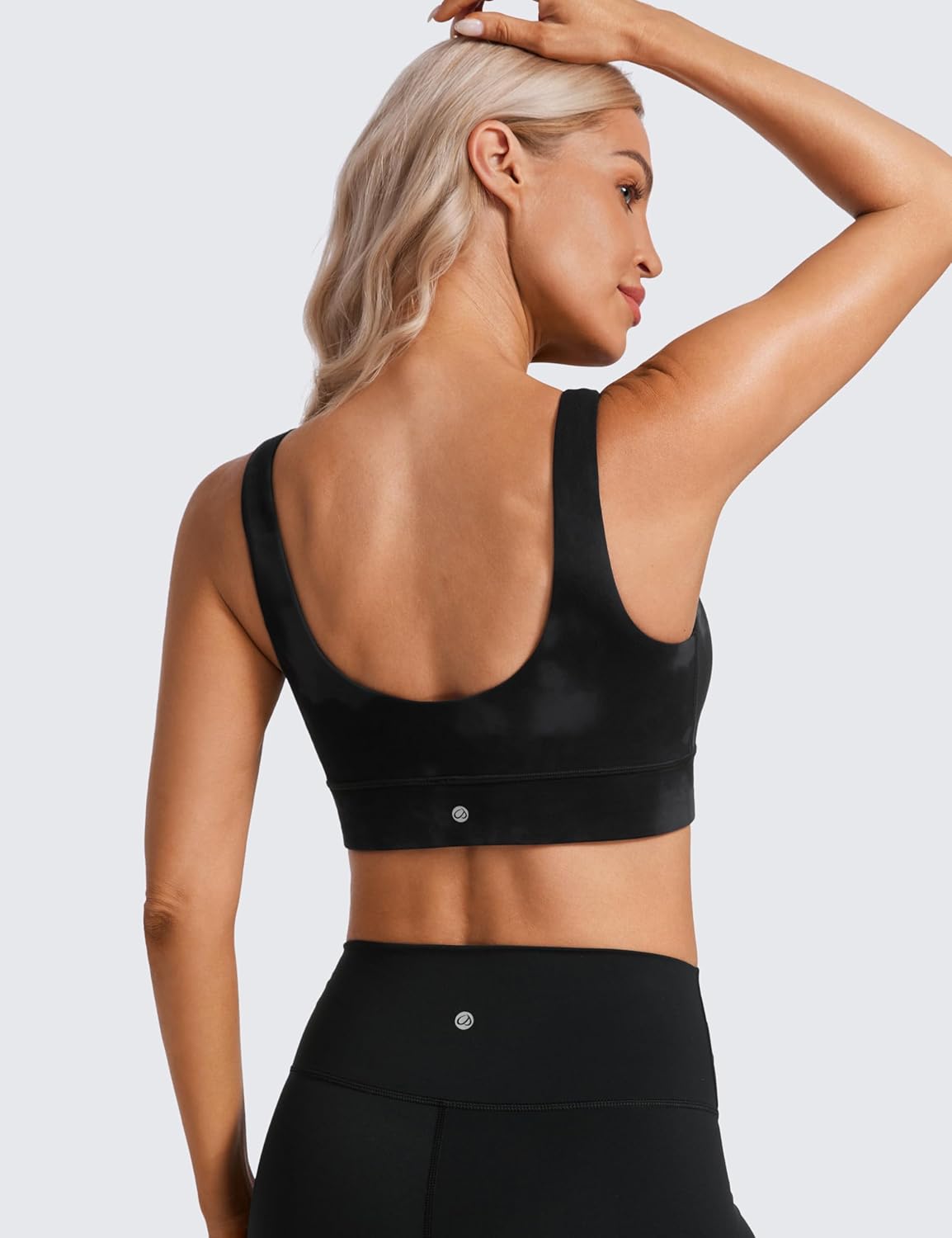 CRZ YOGA Butterluxe Womens U Back Sports Bra - Scoop Neck Padded Low Impact Yoga Clothes Workout Crop Top with Built in Pads