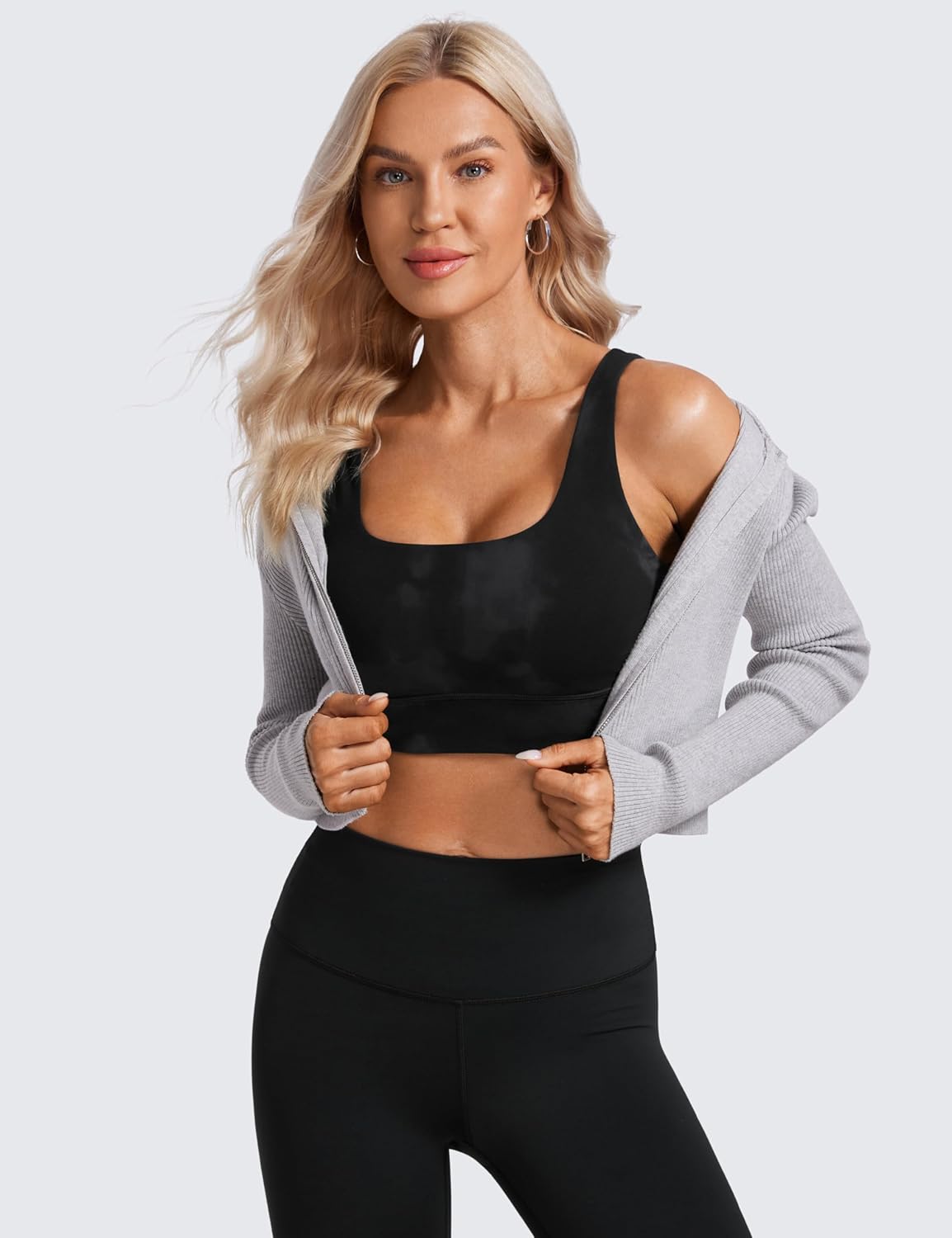 CRZ YOGA Butterluxe Womens U Back Sports Bra - Scoop Neck Padded Low Impact Yoga Clothes Workout Crop Top with Built in Pads