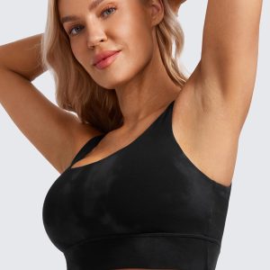 CRZ YOGA Butterluxe Womens U Back Sports Bra - Scoop Neck Padded Low Impact Yoga Clothes Workout Crop Top with Built in Pads