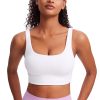 CRZ YOGA Butterluxe Womens U Back Sports Bra - Scoop Neck Padded Low Impact Yoga Clothes Workout Crop Top with Built in Pads