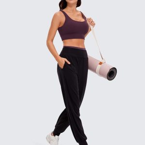 CRZ YOGA Butterluxe Womens U Back Sports Bra - Scoop Neck Padded Low Impact Yoga Clothes Workout Crop Top with Built in Pads