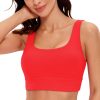 CRZ YOGA Butterluxe Womens U Back Sports Bra - Scoop Neck Padded Low Impact Yoga Clothes Workout Crop Top with Built in Pads