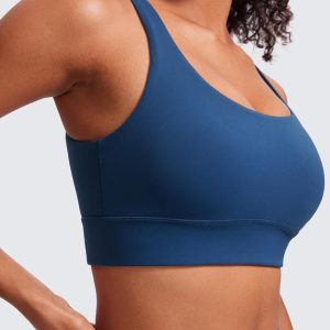 CRZ YOGA Butterluxe Womens U Back Sports Bra - Scoop Neck Padded Low Impact Yoga Clothes Workout Crop Top with Built in Pads