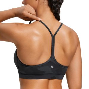 CRZ YOGA Butterluxe Womens Y Back Sports Bra - Padded Racerback Low Impact Spaghetti Thin Strap Workout Yoga Top