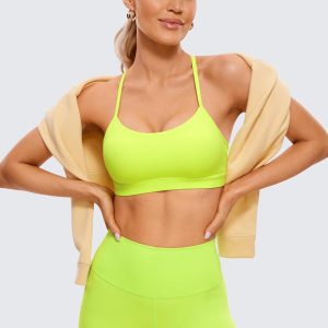 CRZ YOGA Butterluxe Womens Y Back Sports Bra - Padded Racerback Low Impact Spaghetti Thin Strap Workout Yoga Top