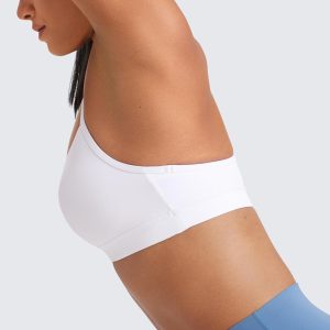 CRZ YOGA Butterluxe Womens Y Back Sports Bra - Padded Racerback Low Impact Spaghetti Thin Strap Workout Yoga Top