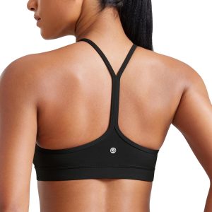 CRZ YOGA Butterluxe Womens Y Back Sports Bra - Padded Racerback Low Impact Spaghetti Thin Strap Workout Yoga Top