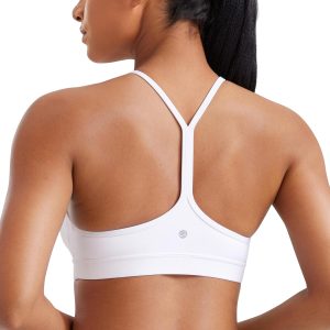 CRZ YOGA Butterluxe Womens Y Back Sports Bra - Padded Racerback Low Impact Spaghetti Thin Strap Workout Yoga Top