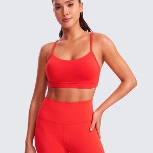 CRZ YOGA Butterluxe Womens Y Back Sports Bra - Padded Racerback Low Impact Spaghetti Thin Strap Workout Yoga Top