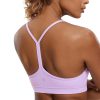 CRZ YOGA Butterluxe Womens Y Back Sports Bra - Padded Racerback Low Impact Spaghetti Thin Strap Workout Yoga Top