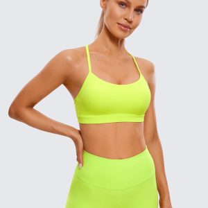 CRZ YOGA Butterluxe Womens Y Back Sports Bra - Padded Racerback Low Impact Spaghetti Thin Strap Workout Yoga Top